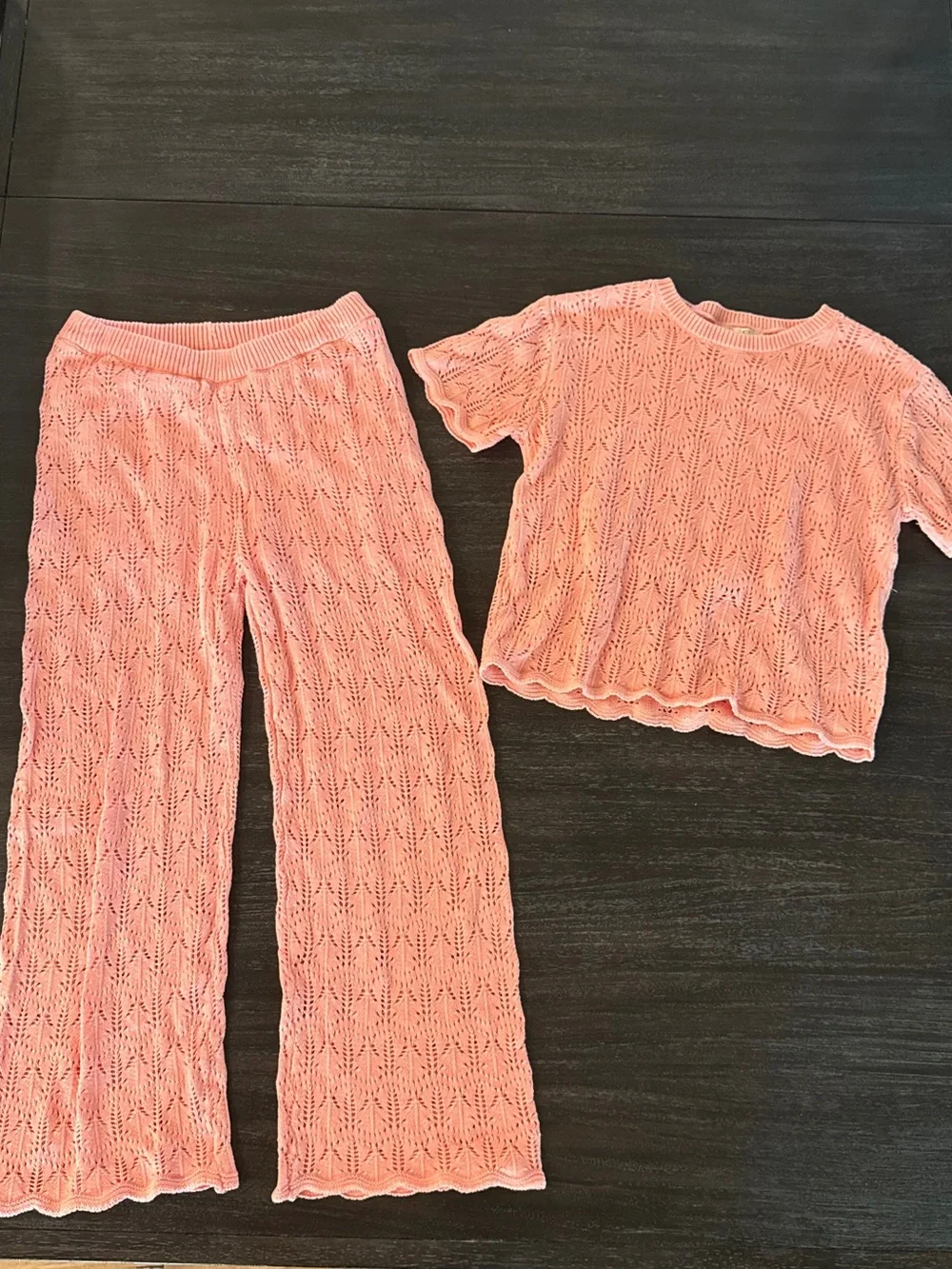 Jessica Simpson Girls Peach Knit Matching Shirt and Pants Large 10